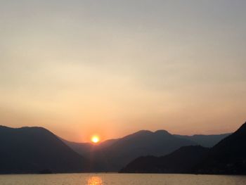 Scenic view of mountains at sunset