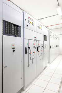 Electrical switchgear room at an electric substation.