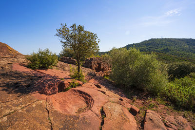 Scenic view of rocky mountains against sky