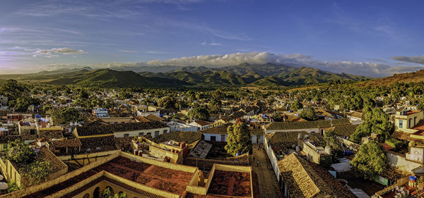 High angle view of townscape against sky