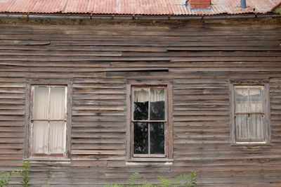 Closed wooden door of house