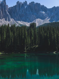 Scenic view of lake against mountains