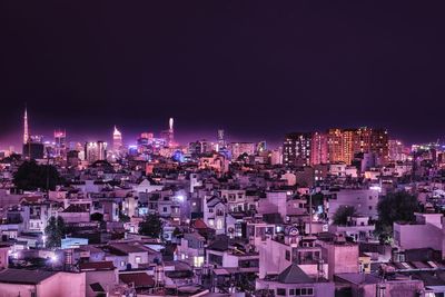 City lit up at night