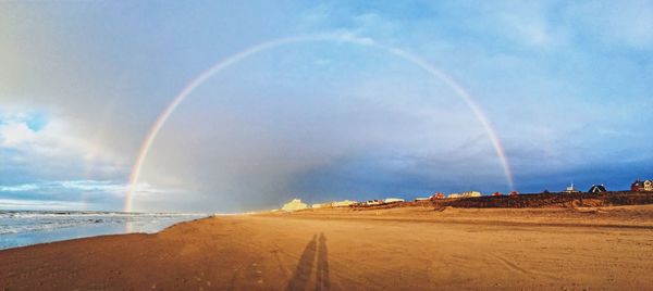 Scenic view of rainbow against sky