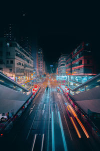 Light trails on city street at night