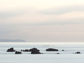 Sunset on the beach of la vallina, asturias, spain