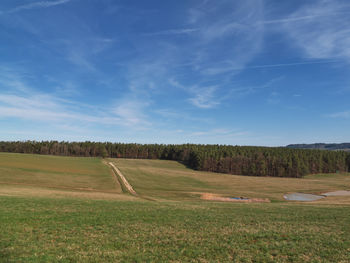 Scenic view of land against sky