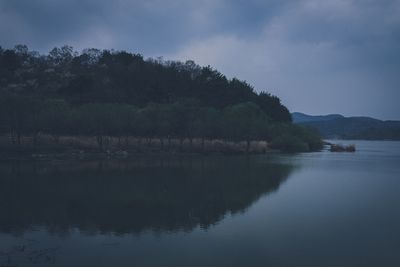 Scenic view of lake against sky