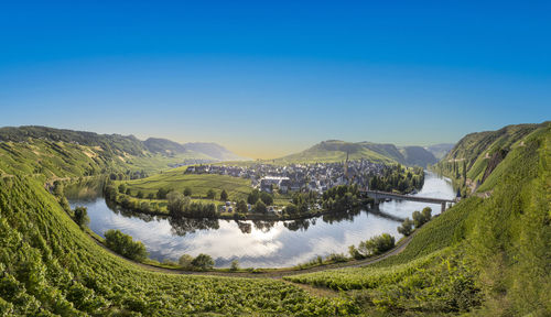 Scenic moselle river loop at leiwen, trittenheim in germany