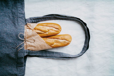 High angle view of bread on table