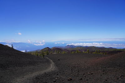 Scenic view of landscape against blue sky