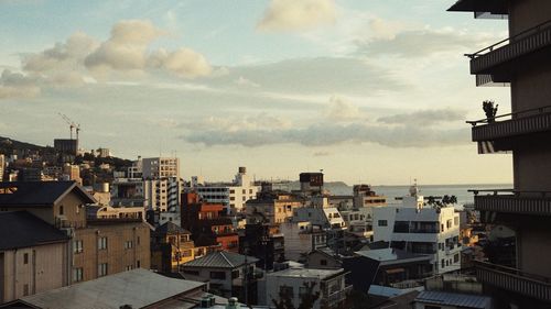 High angle view of townscape against sky