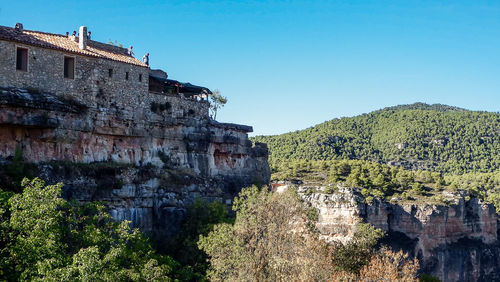 View of historic building against clear blue sky