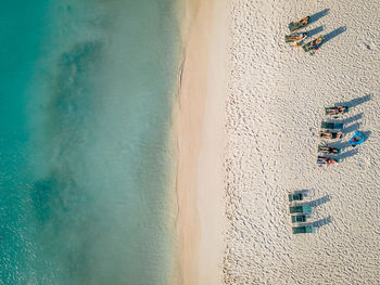 High angle view of people on beach