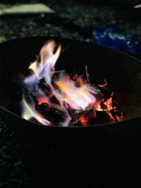 Close-up of bonfire at night