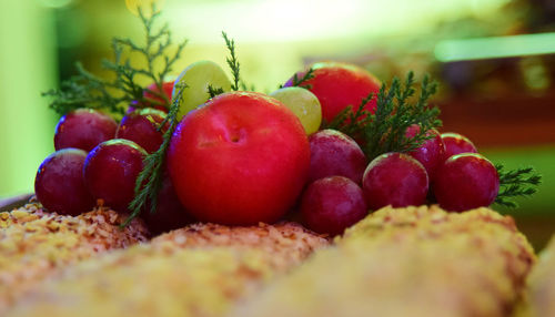 Close-up of strawberries on table