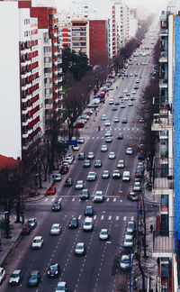 High angle view of traffic on city street