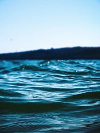 Close-up of rippled water against clear sky