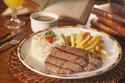 Close-up of food on table