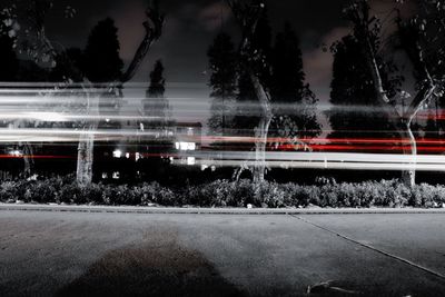 Light trails on road at night