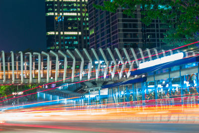 Light trails on city street at night