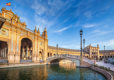 Bridge over canal in city