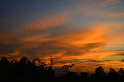 Low angle view of silhouette trees against sky during sunset