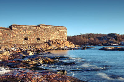 Castle against clear blue sky