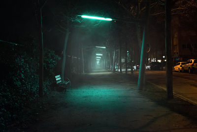 Illuminated street at night