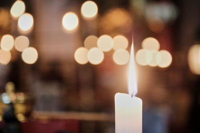 Close-up of lit candles