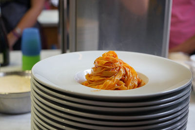 Close-up of dessert in plate on table