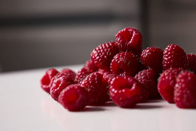 Close-up of strawberries on table
