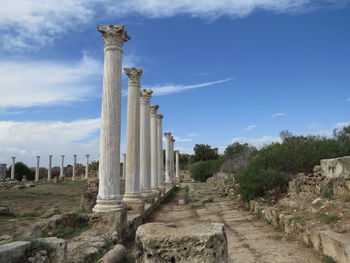 Old ruins of temple against sky