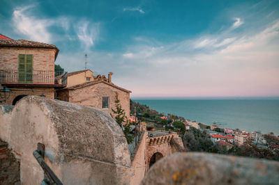 View of the beautiful medieval village of grottammare alta italy