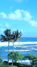 Scenic view of sea against cloudy sky