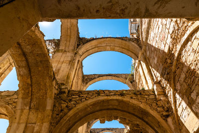 Low angle view of old ruin of building