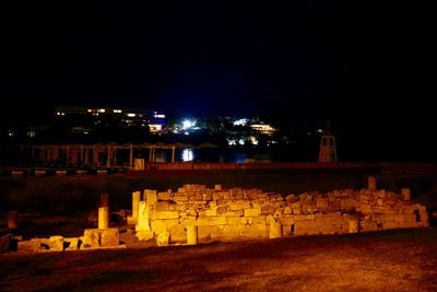 View of illuminated buildings at night