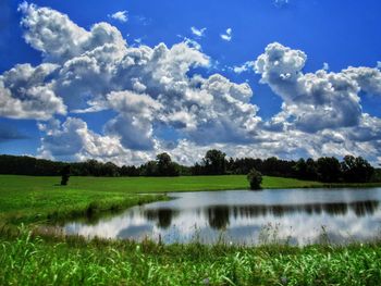 Scenic view of lake against sky