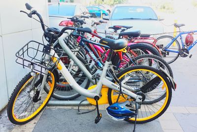 Bicycle parked on street