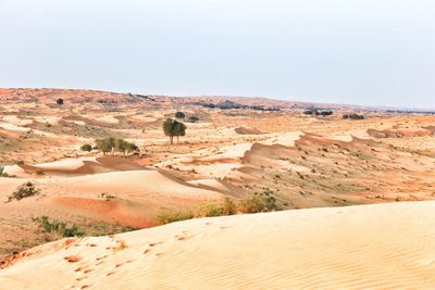 Scenic view of desert against clear sky