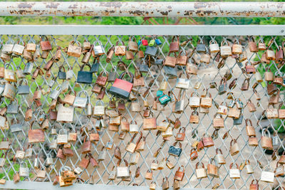 Padlocks on railing