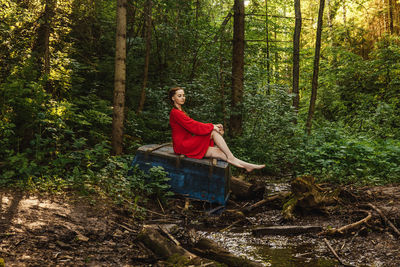 Portrait of a woman in the forest