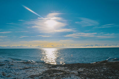 Scenic view of sea against sky during sunset