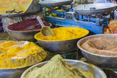 Yellow food for sale at market stall