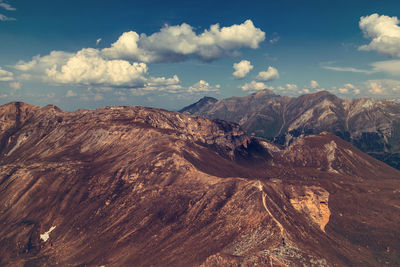 Panoramic view of landscape and mountains against sky