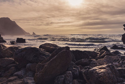 Scenic view of sea against sky during sunset