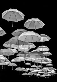 View of umbrellas against clear sky