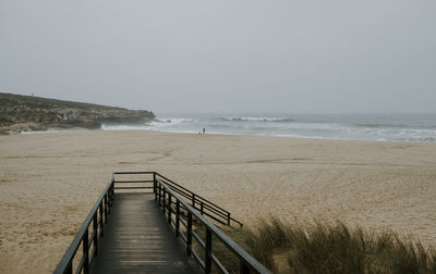 Scenic view of beach against clear sky