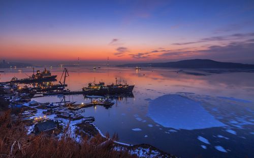 Scenic view of sea against sky during sunset