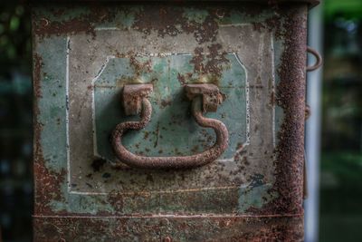 Close-up of old metal door